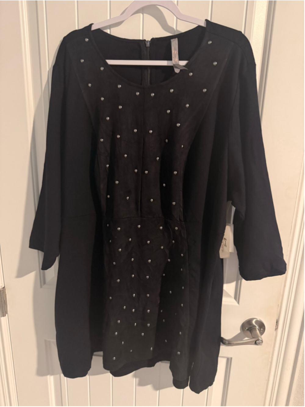 Melissa McCarthy Seven7 Trendy Plus Size Studded Peplum Top Black 3X NWT